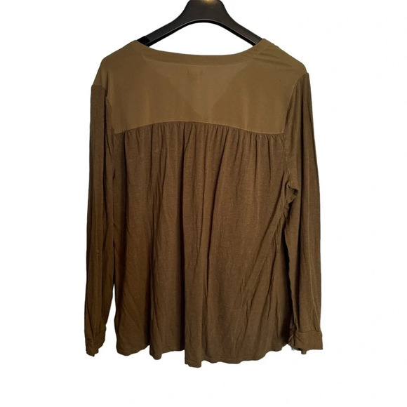 Ecote Urban  Outfitters Blouse Size‎ Large Olive Green Roll-Tab Sleeves Utility - Picture 2 of 14